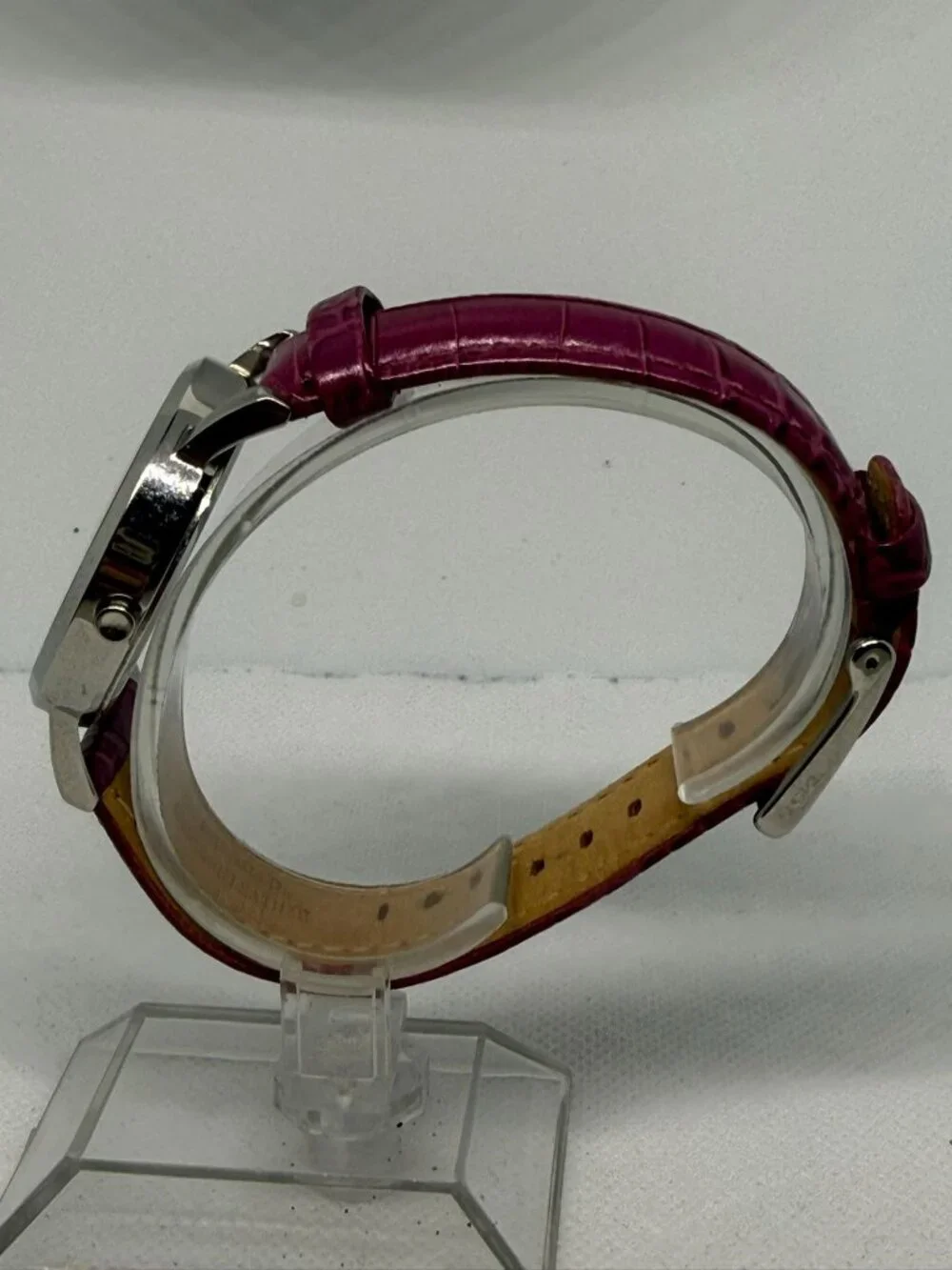 DKNY NY-8072 Ladies Watch Silver-Tone Dial Purple Crocodile Leather Strap